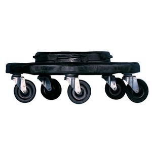Piattaforma di stoccaggio rotonda nera con ruote per spostare e trasportare oggetti pesanti - Product Image 2