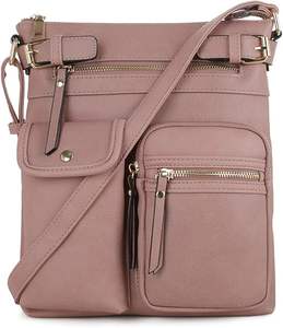 Borsa a tracolla impermeabile in morbida pelle con chiusura a cerniera a due cinghie - Product Image 1