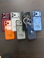 Coque de téléphone magnétique 2.0 à grande fenêtre avec anneau en C antichoc pour iPhone séries 11-18, rouge cerise et bleu lointain