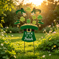 Piquets de jardin personnalisables en métal, motif trèfle irlandais, 18x24, pour ornement de pelouse extérieure