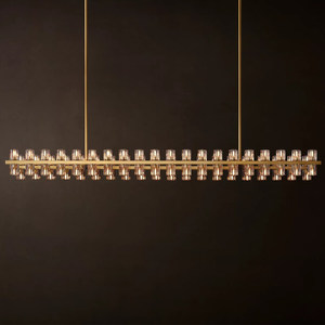 72" Long Rectangle Led Crystal Chandelier For Dining Table Kitchen Island American Brass Large Chandelier - Product Image 2