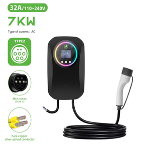 Estación de Carga para Vehículos Eléctricos de Pared, 7KW 32A, Enchufe Tipo 2 EU, Pantalla LCD a Color, Luz Indicadora de Flujo, Fija para Hogar - Product Image 1