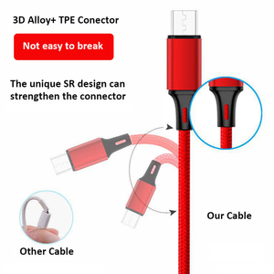 Điện Thoại Di Động Cáp Micro <span class=keywords><strong>USB</strong></span> 3 Trong 1 Sạc Cáp Bện Phổ Loại C 3 Trong 1 Sạc Cáp Dữ Liệu Cho Điện Thoại - Product Image 4