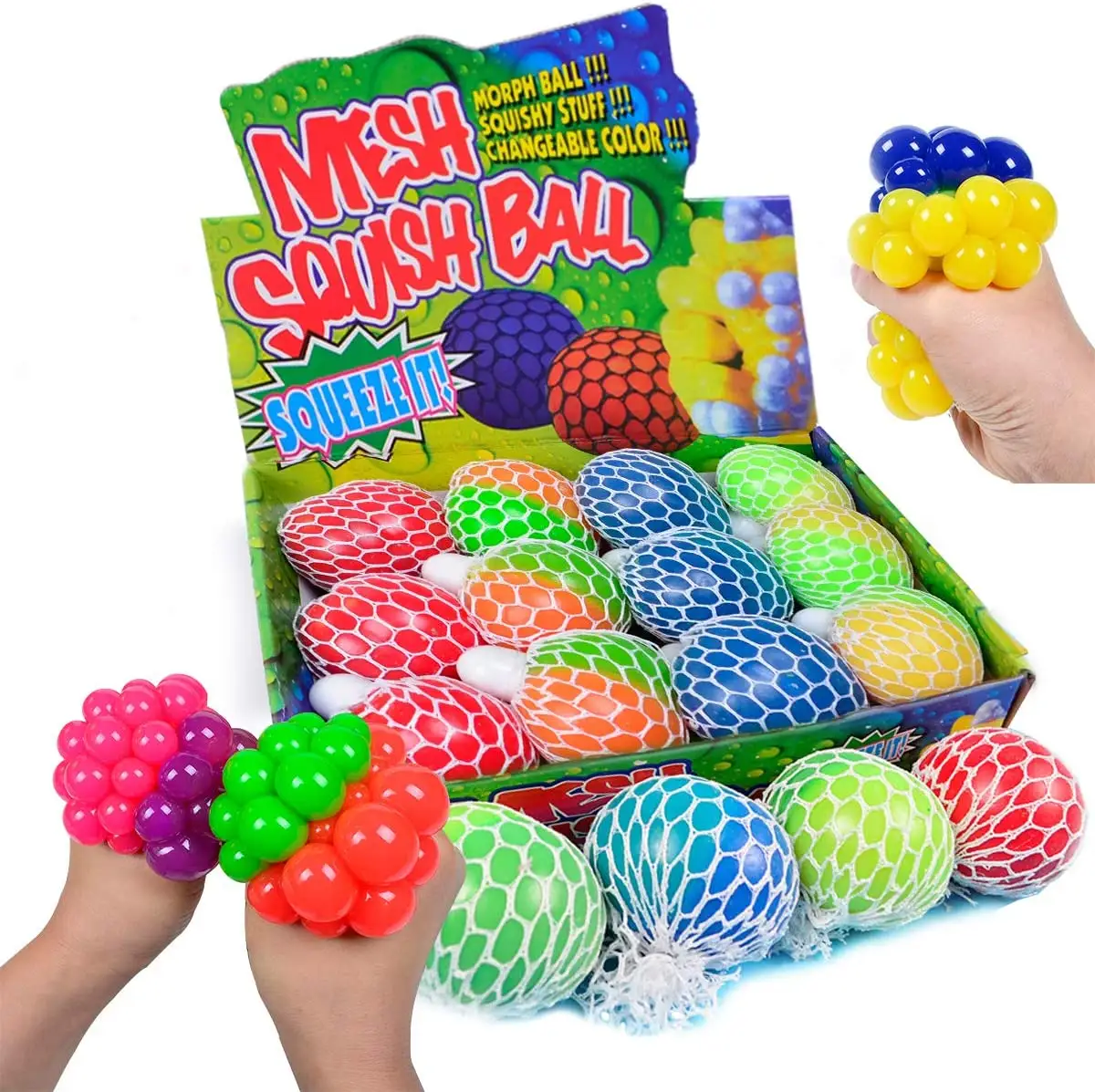 Amazon 3D Anti-Pressure Grape Sensory Squeeze Mesh Ball Silicone Sensory Toys Anti Stress Squishy Balls Kids Adults Toys