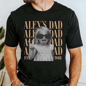 เสื้อยืดลายพิมพ์รูปพ่อแบบส่วนตัว แขนสั้น ผ้าฝ้ายเจอร์ซีย์ 100% ของขวัญวันพ่อสำหรับผู้ชาย - Product Image 2
