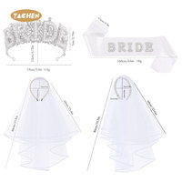 YACHEN Ensemble diadème, bandeau, ceinture et voile de mariée, orné de strass et de perles, accessoires de mariage et de fête, vente en gros pour enterrement de vie de jeune fille