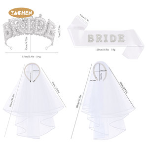Set Tiara, Fascia e Velo da Sposa YACHEN con Strass e Perle - Accessori all'Ingrosso per Addio al Nubilato e Feste Nuziali - Product Image 2
