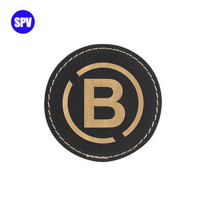 رقع جلدية مستطيلية مخصصة قابلة للتميز على شكل قبعة مكواة على شكل دائرة PU نقش بالليزر شعار نباتي - Product Image 4