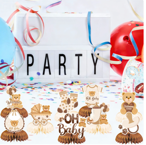 DAMAI En gros Centre de table en papier nid d'abeille pour baby shower et révélation du sexe, thème ours en peluche - Product Image 5