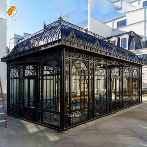Maison en verre de grande taille Maison verte Gazebo en fer forgé Pavilion à vendre - Product Image 3