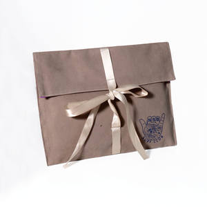 展示会や小売包装用のシルクスクリーンロゴ入りベルベットブーケ包装装飾封筒リボン付きダストバッグ - Product Image 3