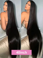 Perruque de 40 pouces, 13x6, sans colle, avec dentelle frontale HD, cheveux indiens bruts, longs et lisses, 100% cheveux humains bruts non traités