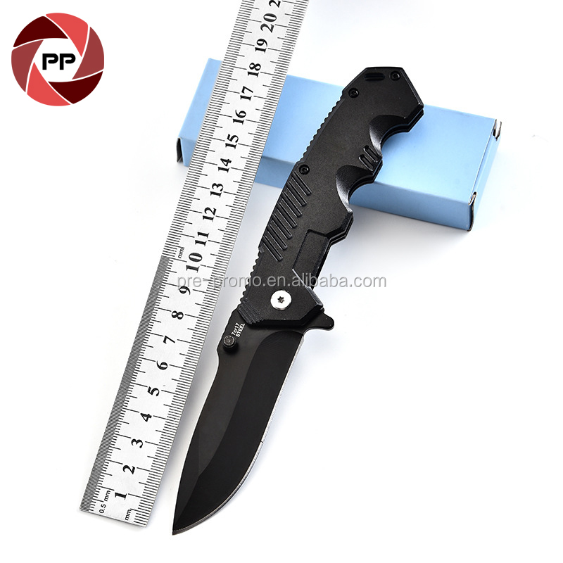 Оптовая продажа, карманный нож из нержавеющей стали черного цвета для кемпинга на открытом воздухе