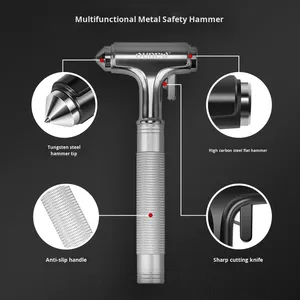 Marteau <span class=keywords><strong>d</strong></span>'<span class=keywords><strong>urgence</strong></span> en métal pour voiture en acier au carbone, kit <span class=keywords><strong>d</strong></span>'outils <span class=keywords><strong>d</strong></span>'<span class=keywords><strong>urgence</strong></span> de sauvetage et de sécurité, marque YXJH argentée - Product Image 4