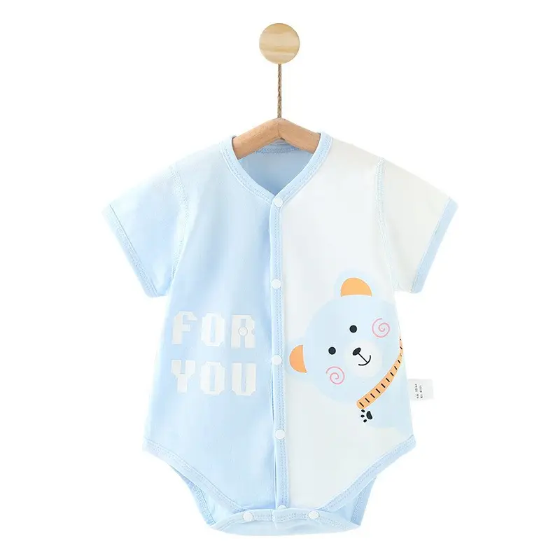 Factory Supply Unisex Summer Organic Cotton Wholesale Infant Clothes Short Sleeve Bodysuit Baby Rompers