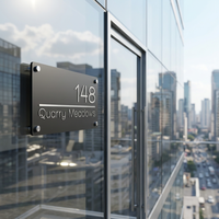 Plaque de numéro de porte directionnelle lumineuse décorative, personnalisée en acier inoxydable avec éclairage LED pour usage intérieur/extérieur