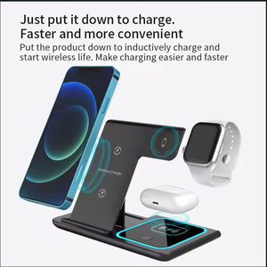 Produits tendance, support de téléphone pliable multifonctionnel, chargeur rapide 15 W pour <span class=keywords><strong>iPhone</strong></span>, chargeur sans fil 3 en 1, logo personnalisé - Product Image 3