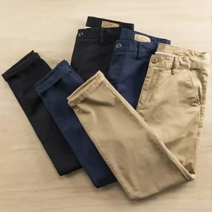 100% Katoen Heren Chino Fabrikant Heren Khaki Chino Broek Mens Slim Chino