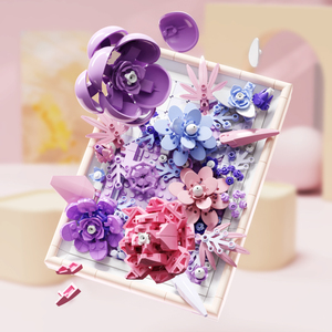 MJ13061 Cadre Photo Fleur Plante Rose Bleu Briques Enfants Modèle Blocs de Construction Assemblé Jouets Romantique Cadeau de Saint Valentin - Product Image 4
