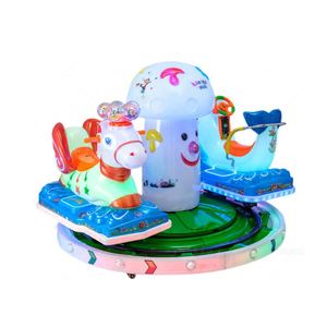 Best-selling 2-3 Seat Coin-operated Children's Mini Colored <b>Light</b> Carousel Motorcycle Track Train Rotary Swing Machine - Product Image 3
