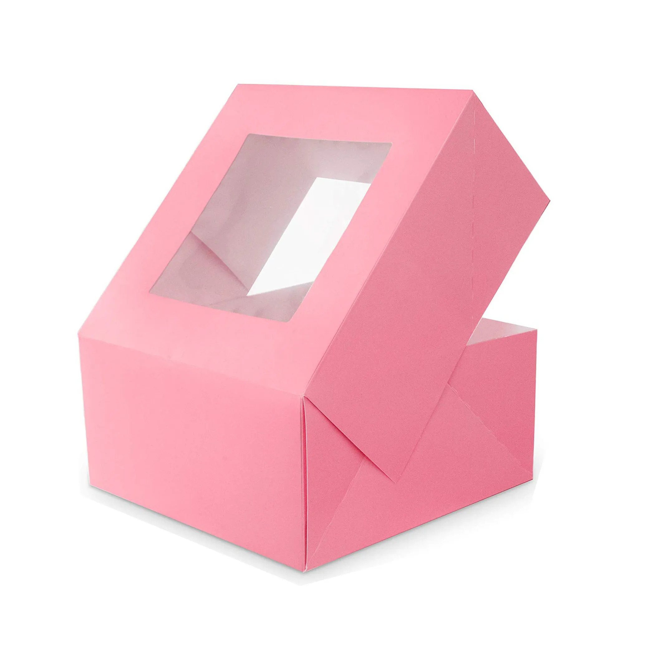 Hengxing Custom Gedrukt Papier Cupcake Bakkerij Doos Roze Taart Doos Met Venster