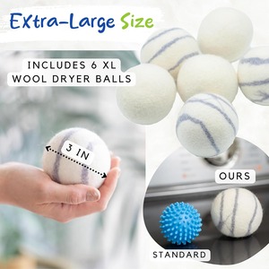 Boules de séchage artisanales 100% laine de Nouvelle-Zélande, adoucissant naturel pour tissus, boules et disques de lavage réutilisables - Product Image 2