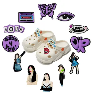 Wholesale Olivia Singer Rodrigo Shoe Charms Sour Clog Charms Purple Girl Magic fashion charms clog shoes outdoor woman slippers