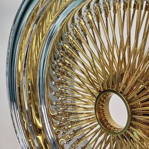 Jantes à rayons dorées avec bord chromé 13x7 14x7 15x7 16x7 17x8 18x8 20x8 22x8 24X10 pouces 72 <span class=keywords><strong>100</strong></span> 150 rayons - Product Image 5