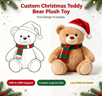 Adorable ours en peluche de Noël Kawaii, jouet en peluche doux, ours en peluche de Noël personnalisé OEM pour cadeau de Noël