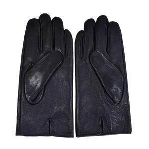 Gants en cuir noir de luxe pour hommes, gants chauds d'hiver en cuir de mouton véritable pour la conduite automobile - Product Image 3