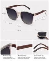 Lunettes de soleil vintage pliables portables gris cristal à monture carrée intégrale en acétate, protection UV400 anti-radiation, pour hommes et femmes, faible MOQ