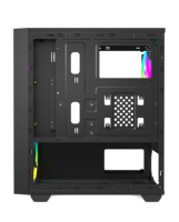 Casing PC Mid Tower Desktop dengan Kaca Temper dan Metal Mesh, Kabinet CPU ATX, Pendingin, untuk Gaming