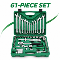 Kit d'outils de réparation automobile durable pour atelier, 61 pièces, 6,3 x 12,5 mm, avec rallonges pour travaux de montage mécanique