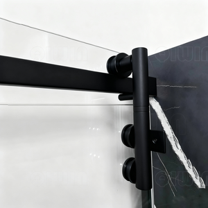 Sistema <span class=keywords><strong>de</strong></span> Ducha Moderno Negro Mate para Interiores, Kit <span class=keywords><strong>de</strong></span> Puerta Corredera para Ducha, Herrajes para Puerta <span class=keywords><strong>de</strong></span> Vidrio sin Marco, Riel en Forma <span class=keywords><strong>de</strong></span> L, Ahorro <span class=keywords><strong>de</strong></span> Espacio - Product Image 4