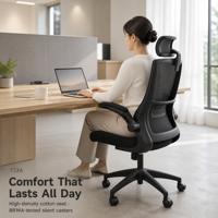 Fauteuil ergonomique moderne en mousse avec hauteur réglable et base pivotante pour bureau à domicile et chambre