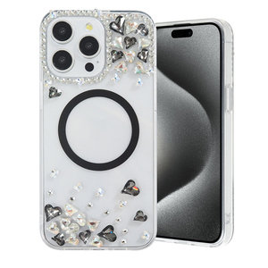 Funda Magnética Inalámbrica KINGSOUL con Brillantina y Piedras Preciosas para *14/15/16/17 Pro Max, a Prueba de Golpes, con Diamantes Incrustados - Product Image 2
