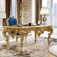 Table d'étude en bois massif sculpté à la main, bureau français classique, bureau personnalisé de Style européen