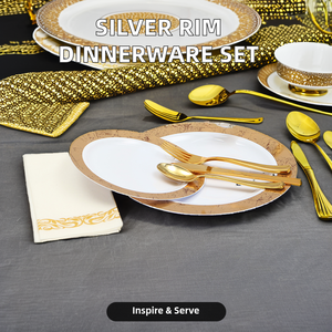 Assiettes à dîner en céramique à bord argenté blanc avec design pour enfants vaisselle en os de chine ensemble de vaisselle de service mariage noël - Product Image 5