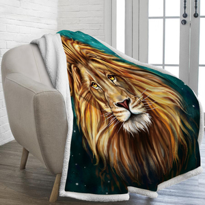 Diseño acogedor tela sublimado León imprimir a los adultos de lana sherpa manta para casa - Product Image 3