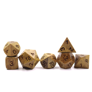 Dados poliédricos de madera marrón para mazmorras y dragones, DND RPG - Product Image 4