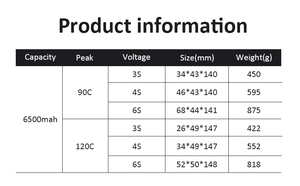 Fabrieks prijs 35C 60C Lipo 22.2V 6000mAh 6500mAh 6S 3S11.1V 4S14.8V 3.7V Robot/Model Drone/Race speelgoed Lithium Ion batterijpakket - Product Image 5