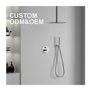 Tondo moderno In-parete Set di spruzzatore doccia nascosta Set bagno acciaio inossidabile specchio ottone Color argento - Product Image 1