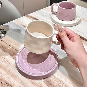 Ensemble de tasses à café en céramique rose nordique avec soucoupe, réutilisables, créatives, décoratives pour la maison, pour le petit-déjeuner, le latte, le thé - Product Image 3