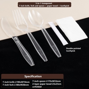 Juego de plástico desechable para catering empaquetado individualmente al por mayor, cuchillo de siete pulgadas, tenedor, cuchara, fabricante personalizado - Product Image 3