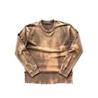 Fabricant de vêtements, t-shirts personnalisés de haute qualité, couleur personnalisée, t-shirt vintage à manches longues, effet délavé