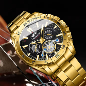 Reloj de Pulsera de Cuarzo para <span class=keywords><strong>Hombre</strong></span>, Diseño Esqueleto, Esfera de 44 mm, Taquímetro, Luminoso, Multifunción, Resistente al Agua, Venta al Por Mayor a Precio Económico - Product Image 1