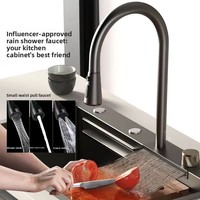 Fregadero de Cocina de Lujo de Acero Inoxidable SUS304, Fregadero Individual Grande con Diseño de Pez Volador, Recubrimiento Nano Multifuncional y Engrosado 1