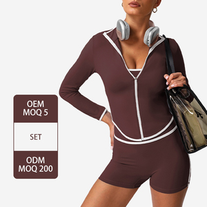 Ensemble de 4 pièces de vêtements de <span class=keywords><strong>sport</strong></span> pour femme sm2393-<span class=keywords><strong>Z</strong></span> : soutien-gorge de <span class=keywords><strong>sport</strong></span> taille haute, veste à lignes contrastées, pour course à pied, fitness et yoga - Product Image 3