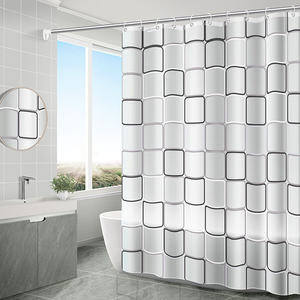 CF PEVA imperméable à l'eau anti-moisissure salle <span class=keywords><strong>de</strong></span> bain drapé géométrique Checker <span class=keywords><strong>rideau</strong></span> <span class=keywords><strong>de</strong></span> <span class=keywords><strong>douche</strong></span> - Product Image 1