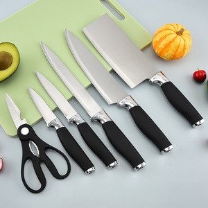 Juego de 6 cuchillos de cocina con hojas afiladas de acero inoxidable, mango antideslizante de PP, bloque de cuchillos con drenaje, paquete en caja de color para supermercado. - Product Image 3